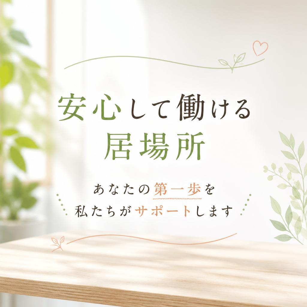 安心して働ける居場所、あなたの第一歩を私たちがサポートします